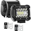 AUXTINGS 2 Pezzi 10,2 cm 60W LED Light Bar Pod Pod Luce tripla Luce di guida Off Luci della strada Spot impermeabile Flood Combo Trave LED Cubi Luci per camioncino ATV UTV SUV