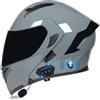 SONGDIQI Bluetooth Casco Modulare per Moto, Casco da Moto a Doppia Visiera Integrati Omologato DOT/ECE, con Doppio Altoparlante E Microfono(C4,M(57~58cm))