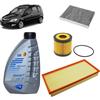 OP Kit tagliando 3 filtri + 3L olio Q8 5W30 per Skoda Roomster Praktik 1.2 Benzina 2006-2015.
