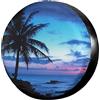 FJAUOQ Blue Palm Tree Sunset Copriruota di scorta Copriruota antipolvere adatto per rimorchio, camper, SUV e molti veicoli da 15 pollici