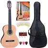 Classic Cantabile AS-861 Chitarra Classica Da Concerto 1/2 Starter-Set (chitarra classica acustica, adatta per bambini da 5 a 9 anni, borsa, corde, spartiti, plettro, diapason) naturale