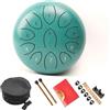 Surwin Steel Tongue Drum 8 Pollici 11 Note Rain Drum, Portatile Handpan con Bacchette per Tamburi e Borsa, Chakra Drum Tamburo Pioggia Drum per Meditazione Healing Yoga (Verde lago)