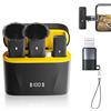 PILSAMAS PILSAMS Microfono Lavalier Wireless, Mini Microfono per iPhone con Custodia di Ricarica -Set di 2, 48khz 32bit, 100ft- Microfono Wireless, Microfono Portatile per Vlogging Video Podcast Registrazione