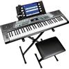 RockJam Tastiera per pianoforte 61 tasti con Pitch Bend, supporto, panchina, auricolare, adesivi per appunti e lezioni