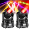 Fieryzeal 60W Mini Moving Head Luce da Festa Teste Mobili, RGBW LED Disco Beam Lampada da Palcoscenico DMX512 Controllo vocale effetto luce per DJ Matrimonio Halloween Club 2PCS