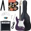 Rocktile Banger's Pack Set Chitarra Elettrica Viola - Kit Completo per Chitarre Elttriche con Amplificatore 25W, Custodia Morbida, Cavo, Tracolla, Tremolo, Plettri - Purple Highgloss