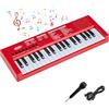 COSTWAY Pianoforte Digitale per Bambini a 37 Tasti, Pianola Portatile con 8 Ritmi, 8 Timbri e 22 Demo, Tastiera Musicale Educativo con Microfono e Cavo USB, per Bambini 3+ Anni (Rosso)