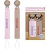 TYRY.HU Catenella Portaciuccio con Nome Personalizzata Porta Succhietto Clip di Legno Cotone Bambine Ragazzi Massaggiagengive Ciuccio Clip Baby Regalo, 2 Pezzi