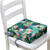 Surwin Rialzo da Sedia per Bambini, Rialzo Sedia Bambini Cuscino Rialzo Cuscino per Sedia Seggiolino Regolabile con 2 Cinghie per Sedia da Pranzo -Fenicottero 3D (Tropicale,32x32x8cm)