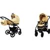 BabyLux Passeggino Largo 2in1 Deep e Passeggino con Accessori Regolabile e Pieghevole Struttura in Alluminio Leggero 2 Opzioni di Montaggio Ruote Impenetrabili Gold Rainbow Black Frame