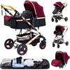 GLOKID Passeggino 3 in 1，Passeggino Canne，Trio，Con Seggiolino Accessori，Adattatori universali，Passeggino per bambini fino a 25 kg，4 ruote con ammortizzatori，navicella，grandi ruote (530 Rosso)