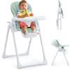 Ezebaby Seggiolone Bambini Ergonomico, Confortevole, Reclinabile, Pieghevole, con Altezza Regolabile e Poggiapiedi, Vassoio Staccabile con Ruote e Cintura di Sicurezza a 5 Punti Verde