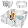 Dripex Box Bambini 150×150 cm, Recinto per Bambini Pieghevole, Box Neonato in Forma Adattabile, Recinto Neonato in Plastica, Grigio
