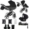 Junama Passeggino TRIO Diamond S 2in1 3in1 4in1 (01 - nero e argento, 4in1 con base ISOFIX)