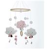 Fouriding Graziose palline di lana a forma di nuvola da appendere, campane a vento, sonaglio per decorazione del letto neonato, regali per bambini (rosa)