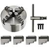 TouTToNG 4 mangimi da forno Chuck per torni, mandrino girevole 80/125 mm (125 mm)