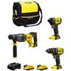 DEWALT STANLEY FatMax Kit SVK20322A (Trapano Avvitatore SFMCD720 + Tassellatore SFMCH900 + Avvitatore a Impulsi SFMCF810 + 2 Batterie 2,0 Ah + Caricabetterie + Borsa M)