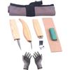 OSALADI 6pezzi Scalpelli Per Intaglio Del Legno Kit Utensili Falegname Con Affilato Impugnatura in Legno Di Quercia Antiscivolo Guanti Antitaglio e Borsa Da Cintura