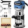 AVID POWER Router compatto per la lavorazione del legno, 6,5 Amp, 1,25 HP, router per legno a base fissa con punte per fresa, 6 velocità variabili, guida bordo, guida rullo, cappuccio antipolvere (blu