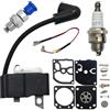 GTWSQQ Kit di riparazione del carburatore della bobina accensione for motosega Husqvarna 445 450 450E, valvola decompressione candela, pezzo ricambio