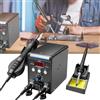 BRIEFNESS Kit di saldatura ad aria calda 2 in 1 con 3 ugelli 700 W, temperatura regolabile da 100 °C a 500 °C, display digitale e ventola di calore per elettronica, riparazione di telefono e PCB
