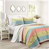 Lush Decor Royal Empire - Set di biancheria da letto reversibile con motivo a righe, 3 pezzi, colore: blu e corallo