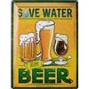 Dodino targa di metallo 30x40cm SAVE WATER DRINK BEER, per bar, pub, negozi, cartelli decorativi da parete, Idea regalo per amanti della birra