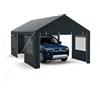 SOARS Tenda Garage Auto Esterno, Tettoia per Auto con Telaio in Metallo, Copertura in PE Resistente alle Intemperie, Capanno Giardino per Vehicolo, Bici, Moto, Attrezzi (Grigio, 363 x 600 x 295 cm)