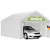 Kidsgigglz Gazebo 4 x 6 m con robusto telo PE impermeabile, resistente ai raggi UV, rinforzo del tetto, telaio del pavimento, struttura tubolare in acciaio, pareti laterali rimovibili, tenda, tenda per il