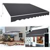 LARS360 Tenda da sole per balcone, 360 x 300 cm, in alluminio, con manovella, impermeabile, grigio scuro per terrazza e balcone