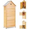 KOMFOTTEU Casetta da Giardino in Legno, Capanno per Attrezzi per Esterno con 4 Ripiani e 1 Armadio, Resistente alle Intemperie con Ante Bloccabili, Capanno da Giardino 80 x 35 x 176,5 cm