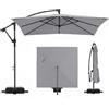 COSTWAY Ombrellone da Giardino 250 cm, Tettuccio Girevole e Ventilato | Protezione Solare, Resistente, Portatile, Sacchi di Sabbia, per Balcone, Esterno, Spiaggia (Grigio, 0 Luce LED)
