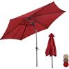 KOMFOTTEU Ombrellone da Giardino Ø270cm, Inclinabile e Portatile, Anti UV e Antivento, 8 Ossa e Manovella, Ombrellone da Balcone, Mercato senza Base (Rosso Vino)