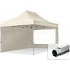 TOOLPORT 3x4,5m Gazebo Pieghevole PES 800 con Laterali (finestre panoramiche), Professional 40mm Alluminio, Crema