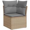 vidaXL Divano Angolare da Giardino con Cuscini Beige in Polyrattan