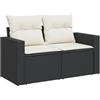 vidaXL Divano da Giardino con Cuscini a 2 Posti Nero in Polyrattan