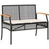 vidaXL Panca da Giardino con Cuscino Nera in Polyrattan e Legno Acacia