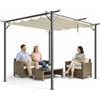 BAKAJI Gazebo Pergola Beige con Telo Retrattile in Poliestere Impermeabile e Anti UV, Struttura Resistente alle Intemperie, Ideale per Esterno, Giardino, Terrazzo, Patio, Ristorante, Bar (3 x 3 Metri)