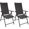 Brubaker Set di 2 Sedia da Giardino Riva - Sedie con Schienale Alto Pieghevole - Schienale Regolabile in 7 Posizioni - Metallo - Resistente alle Intemperie - Antracite