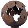 Gartendesign Crack sfera 50 cm di diametro in metallo ruggine ruggine Decorazione da giardino, fuoco fuoco palla - Vaso Crack sfera