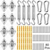 Duerer Kit fissaggio per tenda a vela ombreggiante 80 pezzi, 304 Acciaio Inox Installazione Accessori hardware per Vela Parasole da giardino Triangolare e Rettangolare, con 4x M6 Tenditore