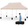 COSTWAY Gazebo Pieghevole da Giardino 3 x 6m, Gazebo Pop-up con Borsa da Trasporto, Regolabile in Altezza, per Feste (Beige)