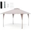 HOMASIS Gazebo Pieghevole 4x4 M con Doppio Tetto, Gazebo Esterno Resistente all'Acqua e al Vento con Protezione UV, Pergolato Regolabile in Altezza, Ideale per Feste in Giardino (Kaki)