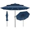 RELAX4LIFE Ombrellone da Giardino 3x3M, Ombrellone Parasole con Luci LED, Pannello Solare, Inclinazione Regolabile, Palo in Metello, Ideale per Spiaggia, Parco, Cortile (Navy)