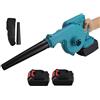 21 ACQUISTA 21 SHOP® Soffiatore Aspiratore Elettrico a doppia batteria 48V per foglie giardino velocità aria regolabile con sacca 2 Batterie