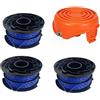 URPIZY Strimmer Spool Cover/Spool And Line per Black&Decker GL315 GL350 GL650 Set di parti di ricambio per tagliabordi (3 bobine di ricambio e 1 tappo bobina)