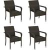 Soberine Set 4 Sedie in Poly Rattan da Giardino Pranzo Impilabili Idrorepellenti con Braccioli per Patio Balcone Terrazza 58 x 58 x 84 cm Marrone