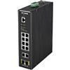 D-Link DIS-200G-12PS - Switch industriale a 12 porte (10 Gigabit, 8 PoE 240 W e 2 SFP, adatto per condizioni estreme da -40 °C a 65 °C, ERPS, VLAN, QoS, IGMP, aggregazione link) nero