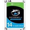Seagate SkyHawk AI, Unità Disco Rigido Interno da 14 TB per Video Fino a 64 Telecamere, 3.5", 256 MB di Cache, SATA 6 GB/S, Argento, 3 Anni di Servizi Rescue (ST14000VE0008)