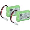vhbw 2x batteria compatibile con Switel MD 9300, 9500, 9600, 9700 telefono fisso cordless (400mAh, 2,4V, NiMH)
